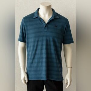 TravisMathew Men’s Polo Shirt Blue Striped Short Sleeve Golf Casual Size M
